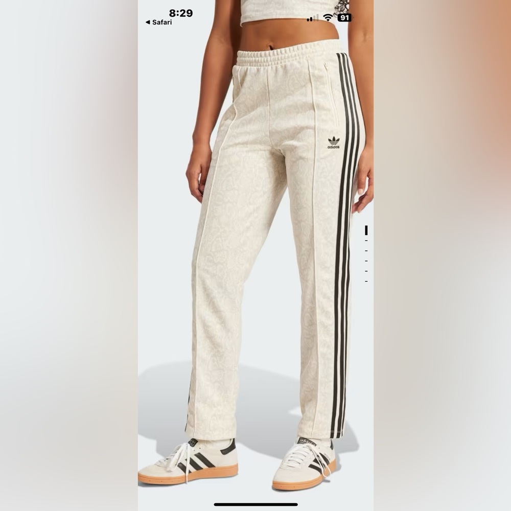 Adidas Cream Firebird Track Pants with Black Stripes